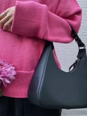 Sac Bandoulière Cuir Noir Femme - Style Hobo Élégant