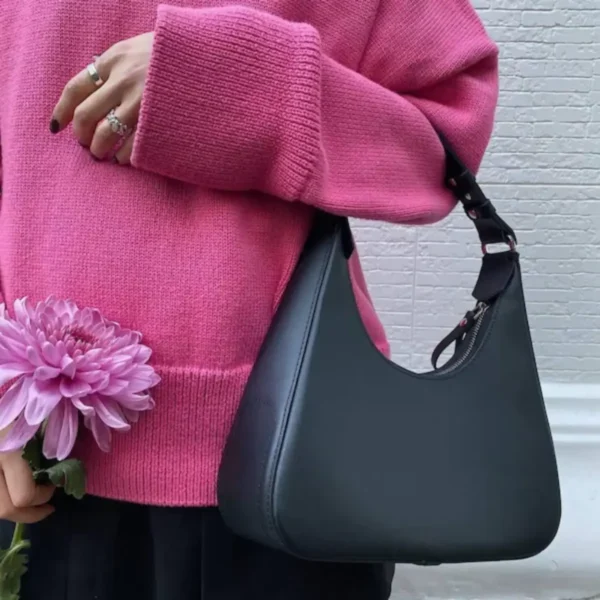 Sac Bandoulière Cuir Noir Femme - Style Hobo Élégant