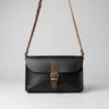 Sac Bandoulière Cuir Noir Femme – Clapet Boucle Bronze