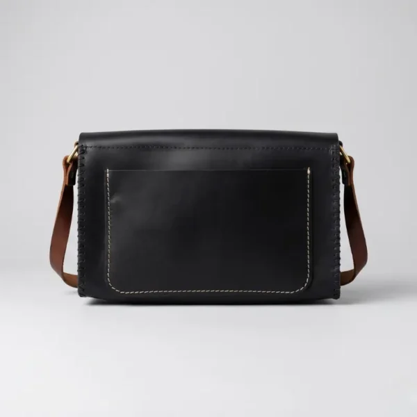 Sac Bandoulière Cuir Noir Femme Clapet Boucle Bronze
