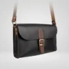 Sac Bandoulière Cuir Noir Femme Clapet Boucle Bronze